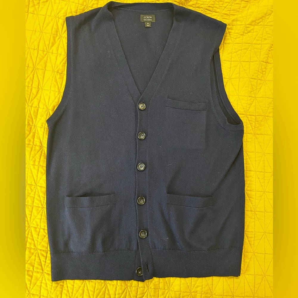J Crew Men's Merino Wool Vest Blue Size M